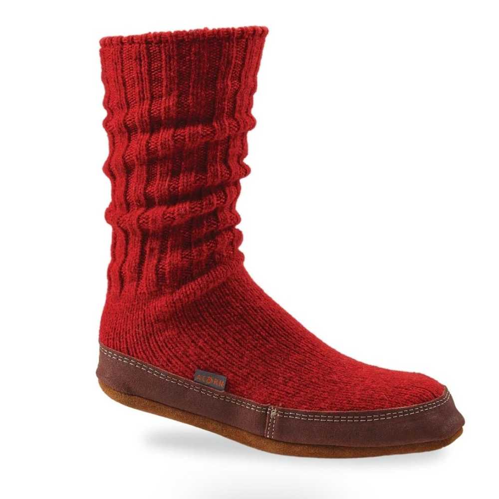 Acorn The Original Slipper Socks Red Wool - image 1