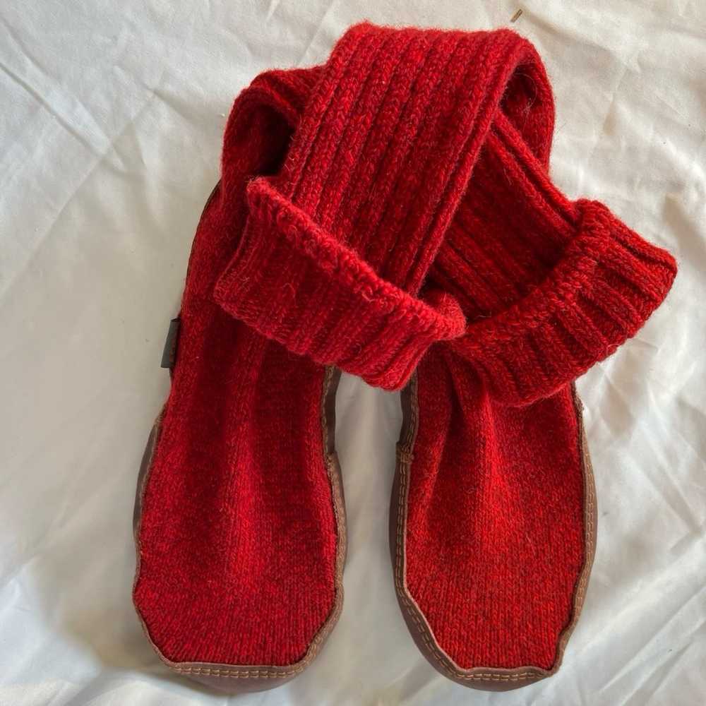 Acorn The Original Slipper Socks Red Wool - image 5