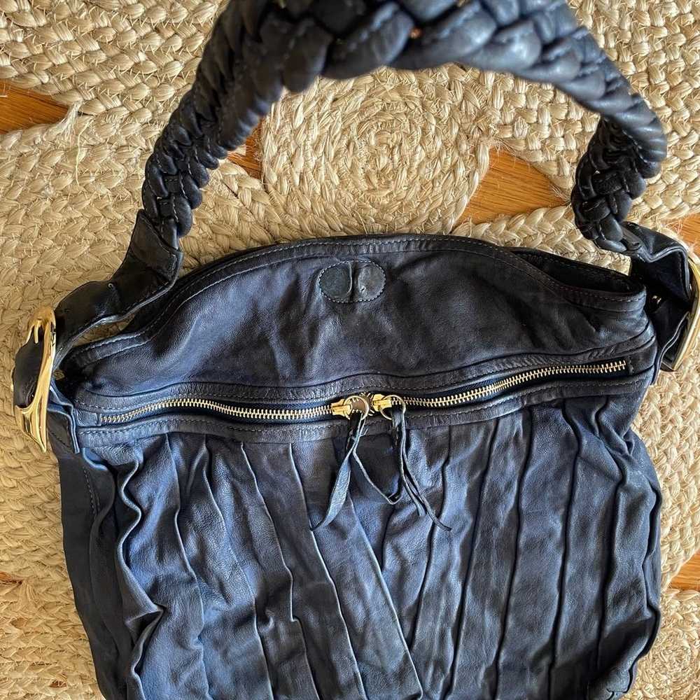 Vintage Treesje indigo leather hobo shoulderbag - image 4