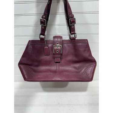 COACH Hampton Burgundy Leather Satchel Handbag Sh… - image 1