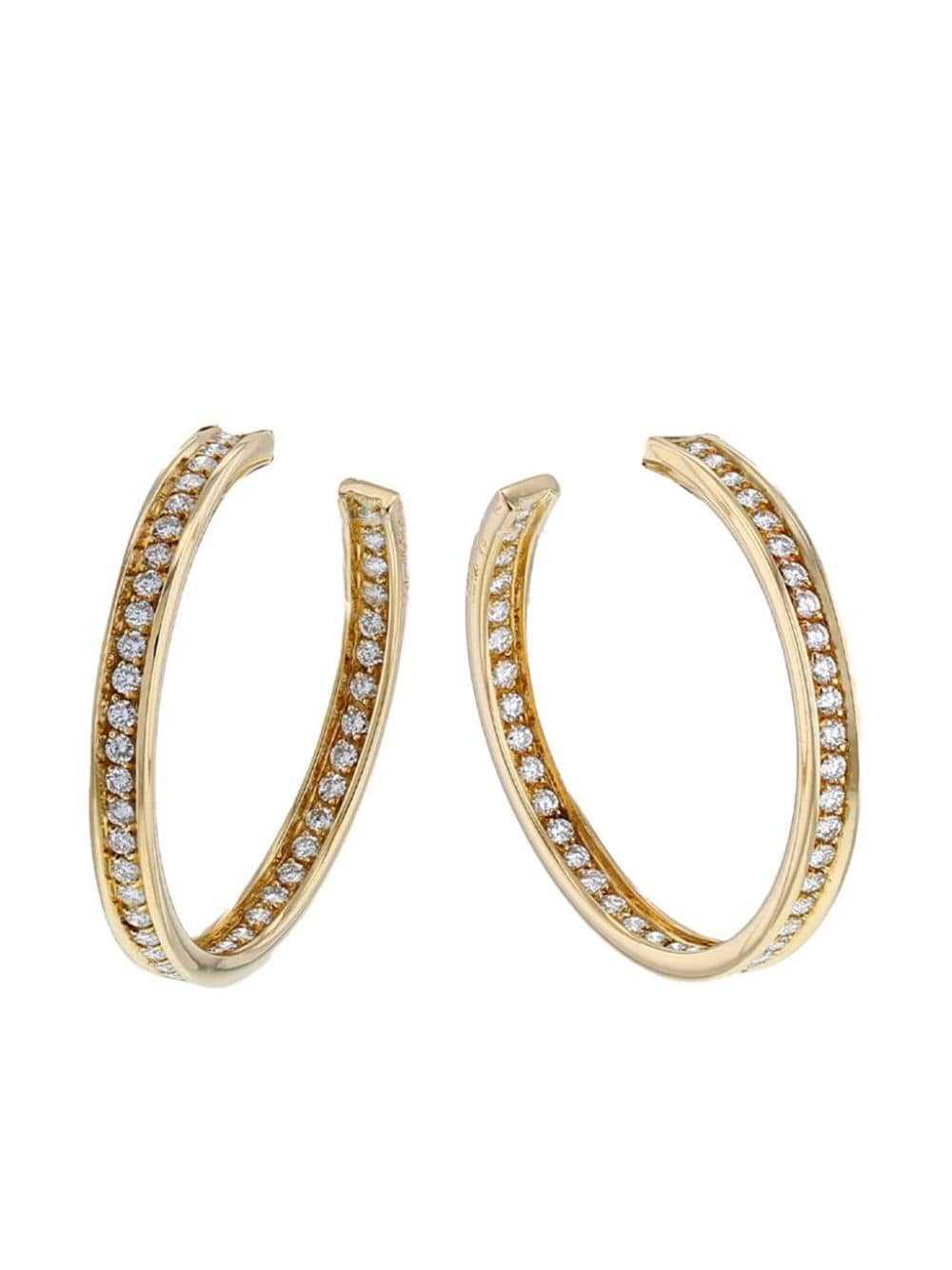 Cartier 1990s yellow gold Trinity diamond hoop ea… - image 1