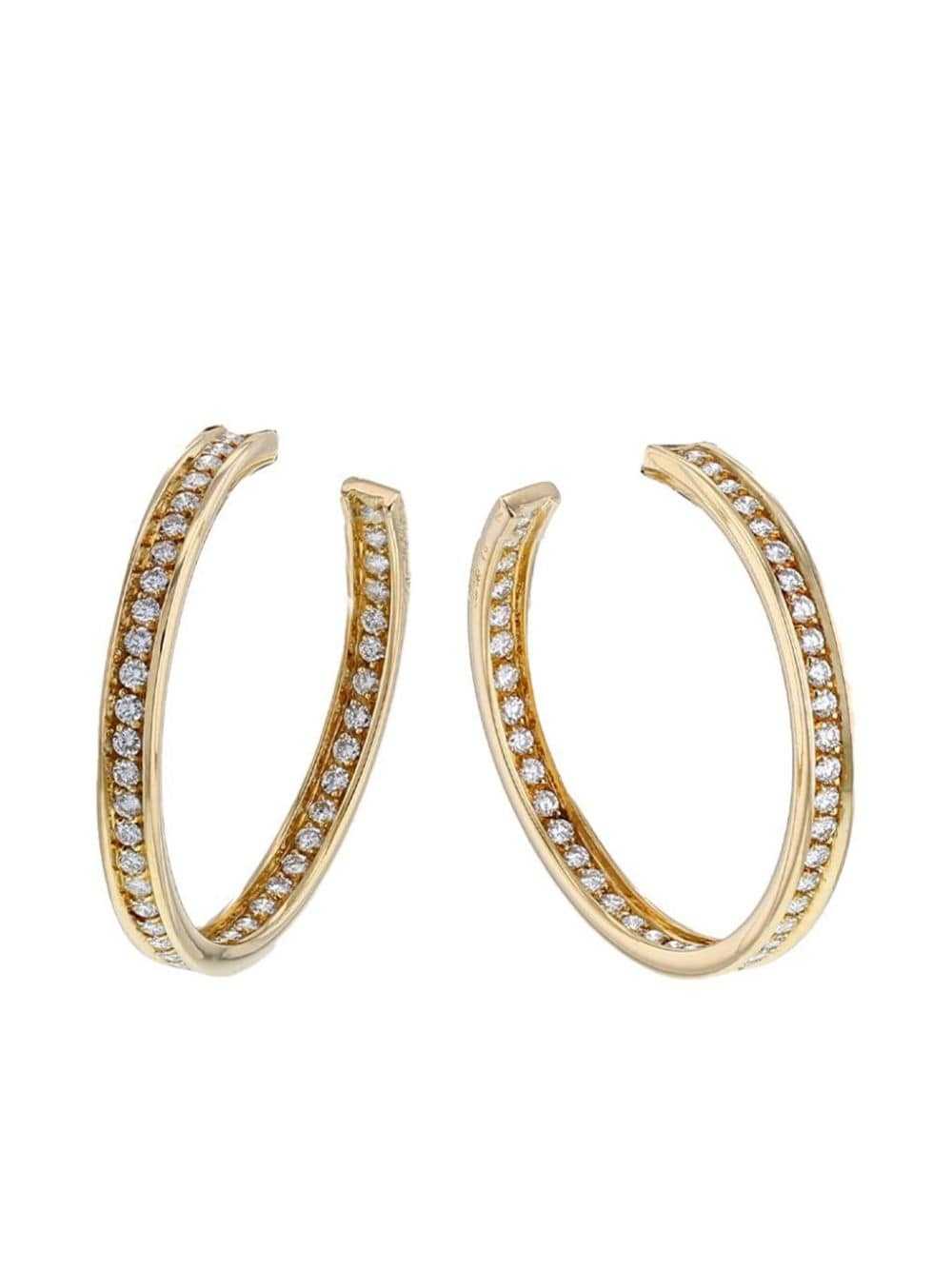 Cartier 1990s yellow gold Trinity diamond hoop ea… - image 2