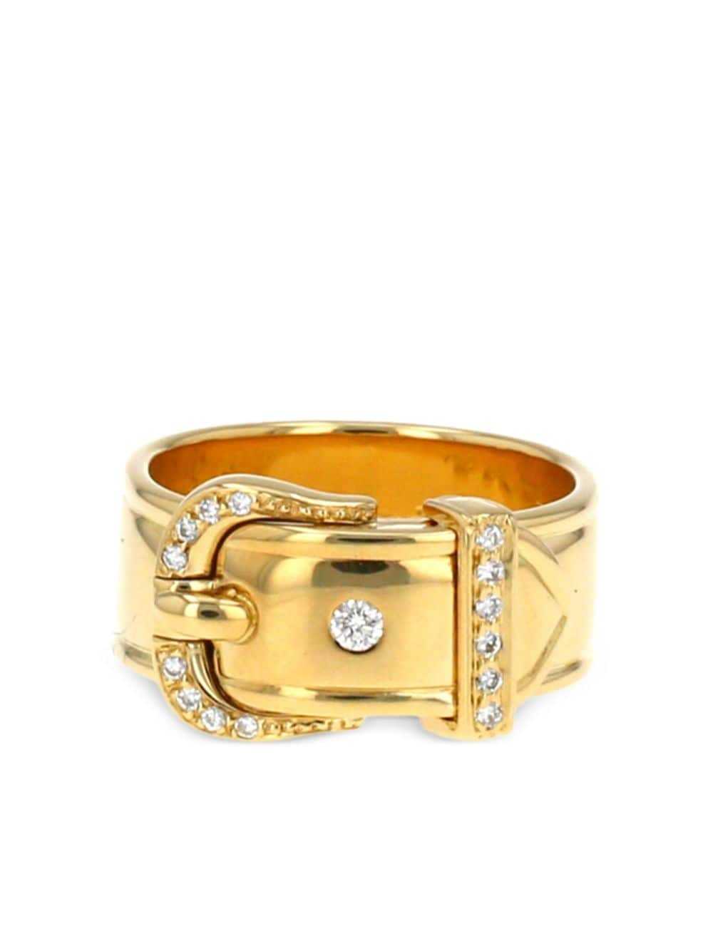 Hermès Pre-Owned 2010 18kt yellow gold belted ring - image 2