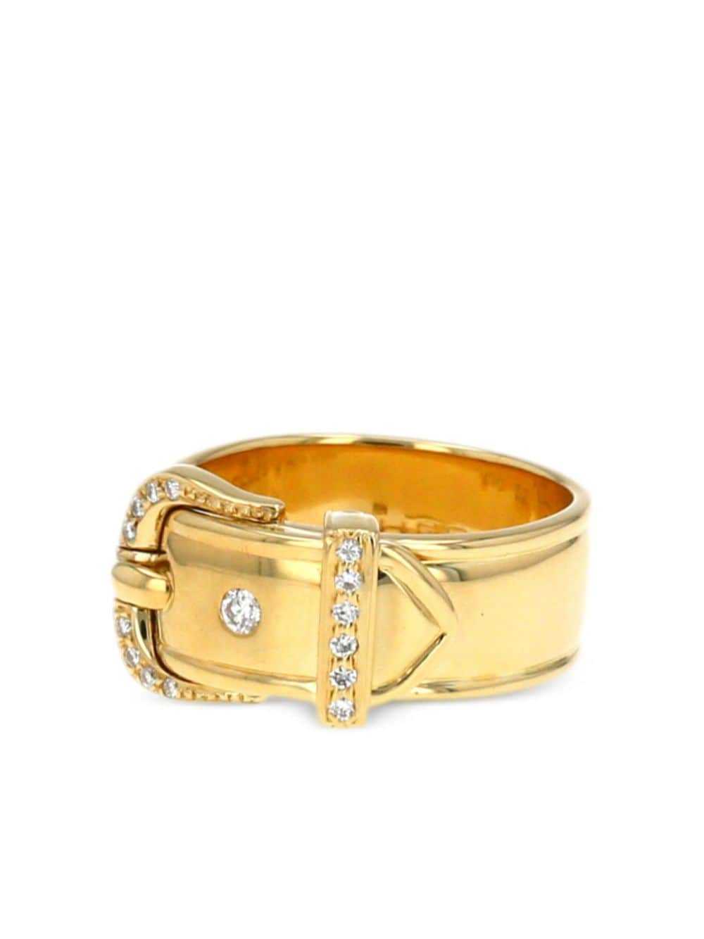 Hermès Pre-Owned 2010 18kt yellow gold belted ring - image 5