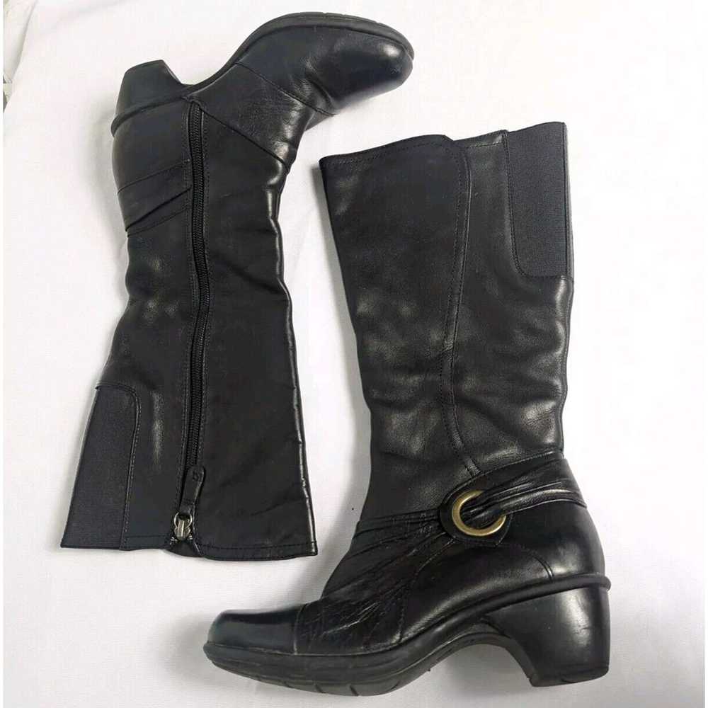 Clarks Biker Boots 5 Calf High Tall Black Leather… - image 2