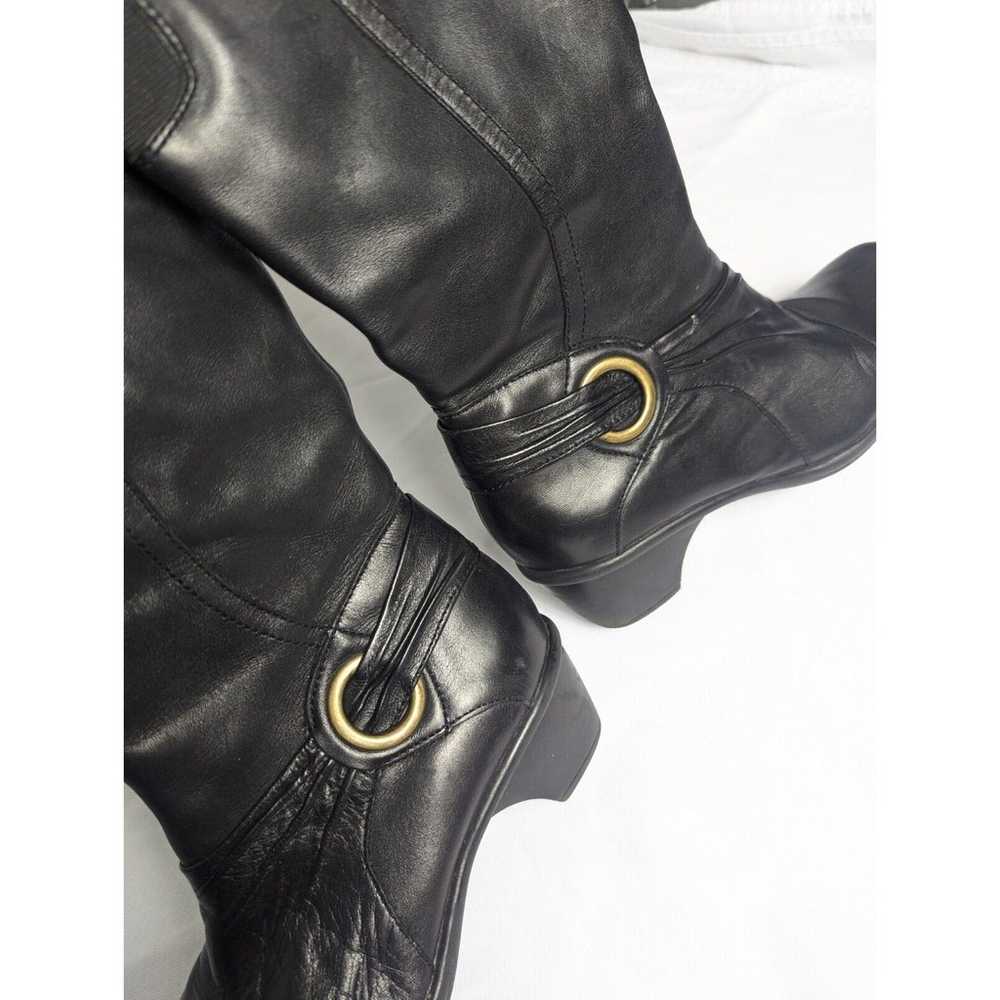 Clarks Biker Boots 5 Calf High Tall Black Leather… - image 3