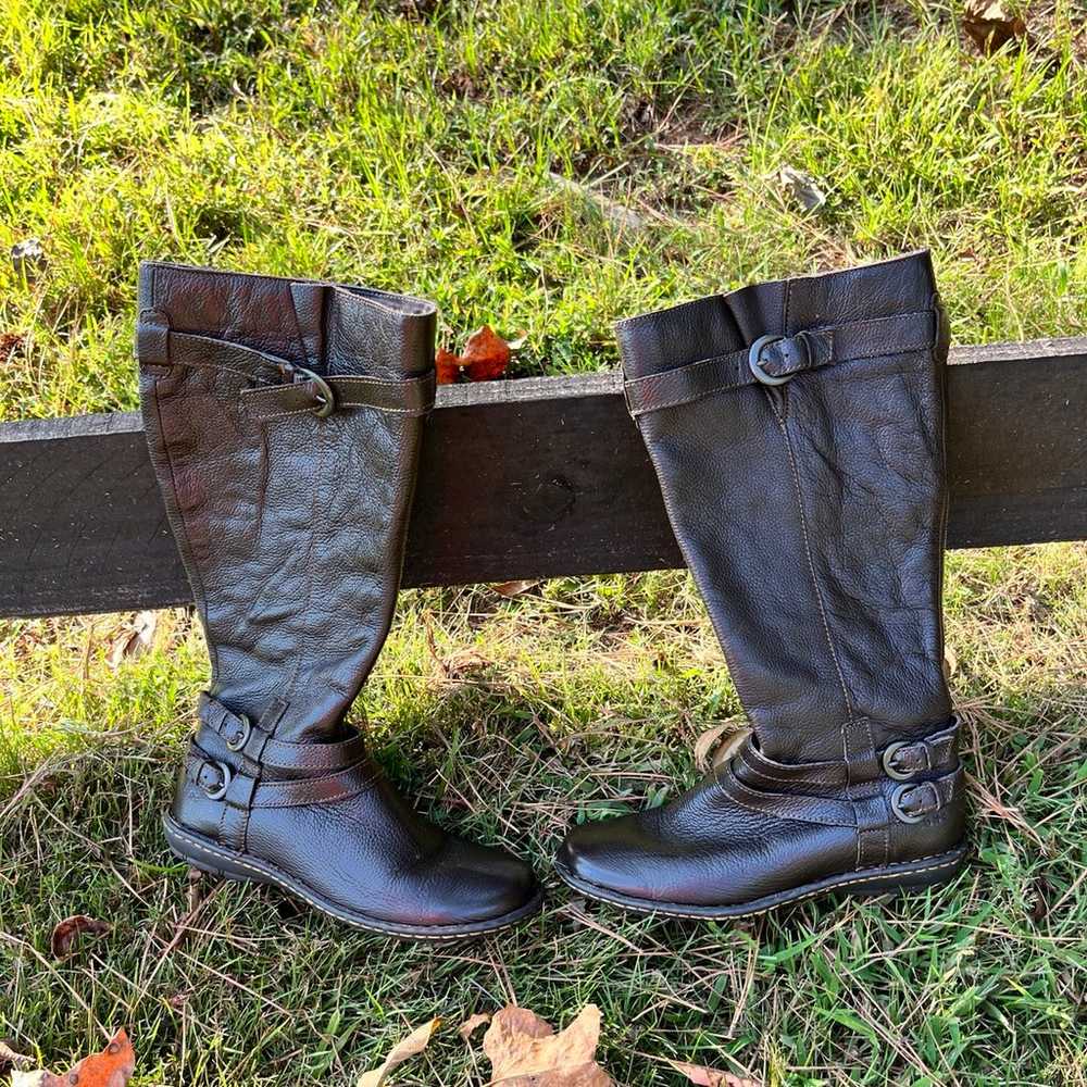 BOC Pebbled Brown Wide Calf Riding Boots - image 2