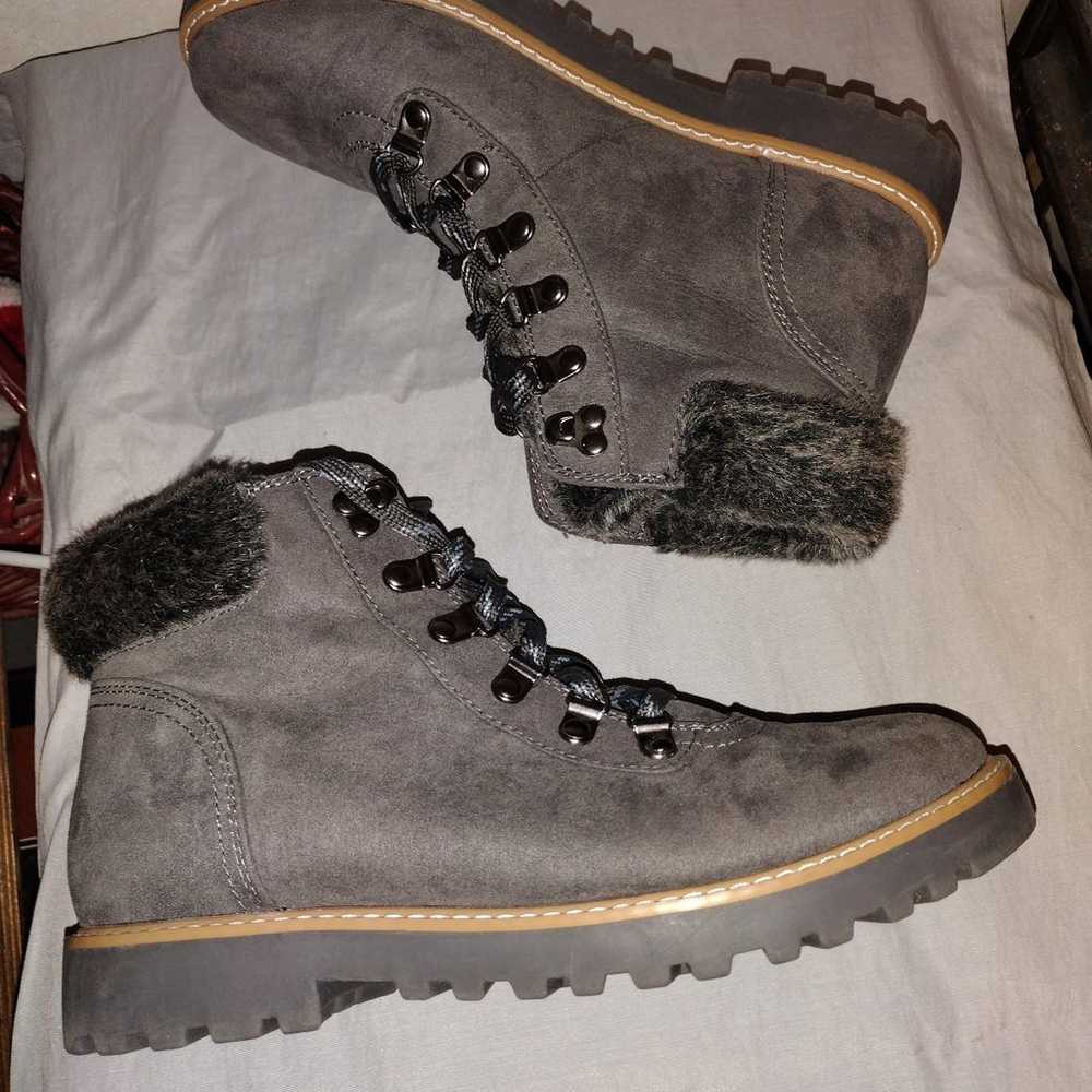 A. N. A Grey faux fur lined boots sz 10 - image 2