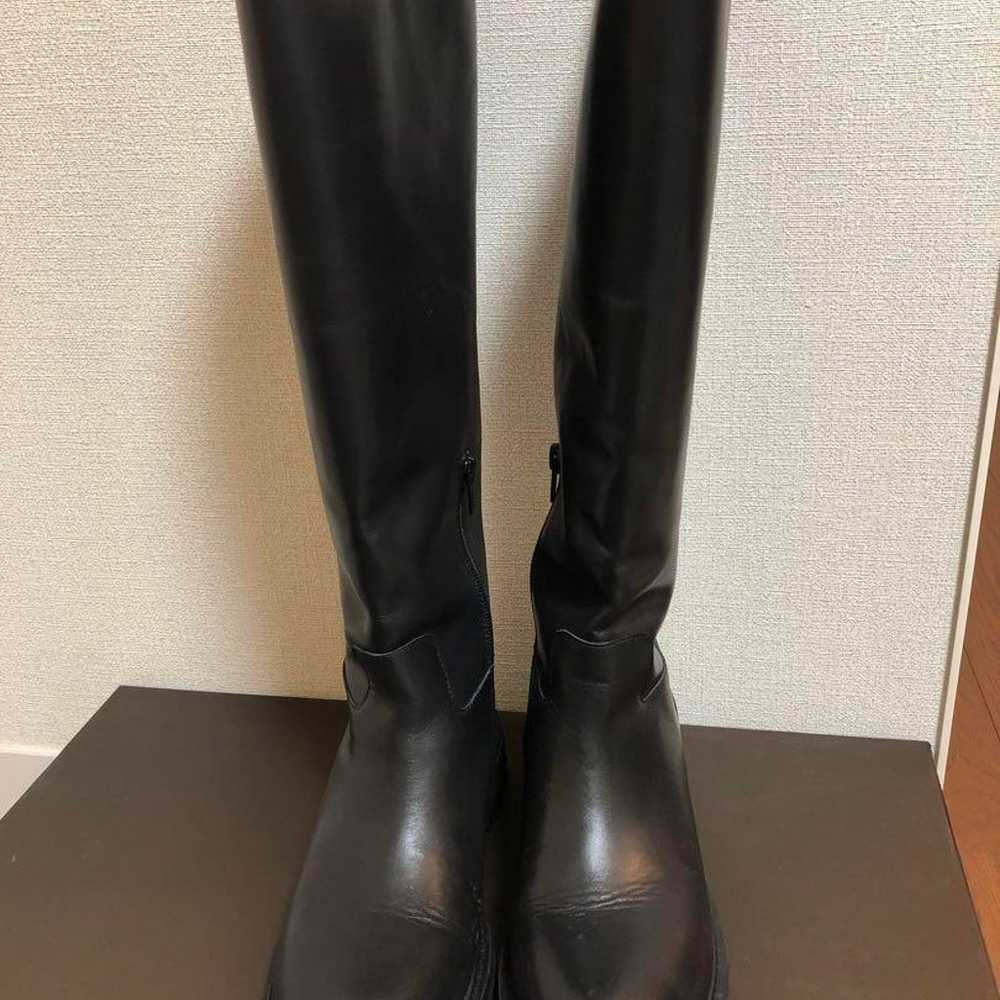 Black cow side long boots with side zipper. - image 2