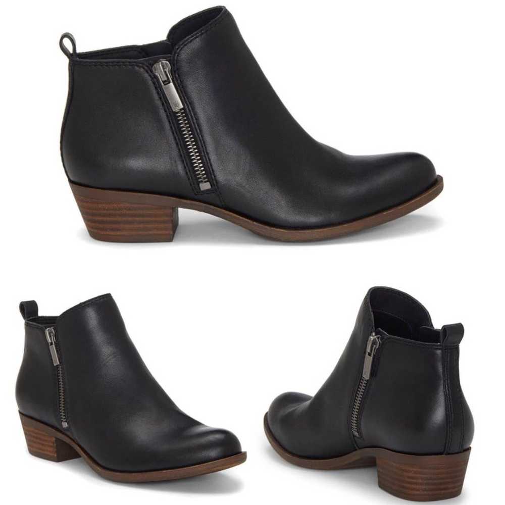 Lucky Brand Basel black leather flat bootie. - image 1