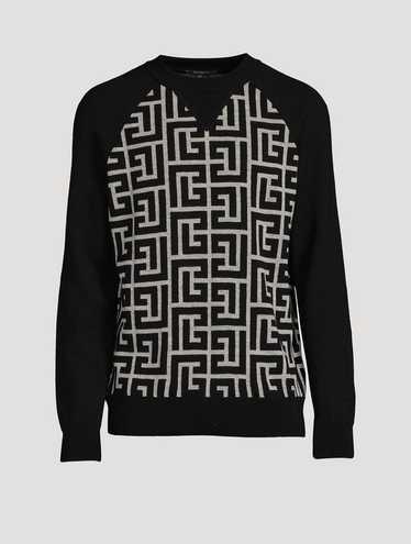 Balmain o1y1024 Sweater In White & Black