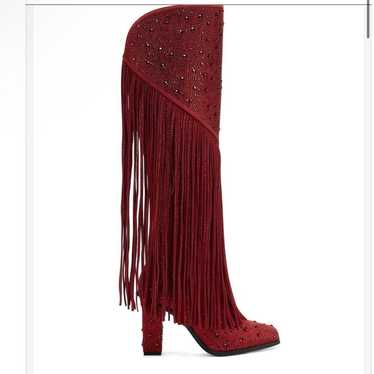 Jessica Simpson red fringe western sparkle cowgir… - image 1