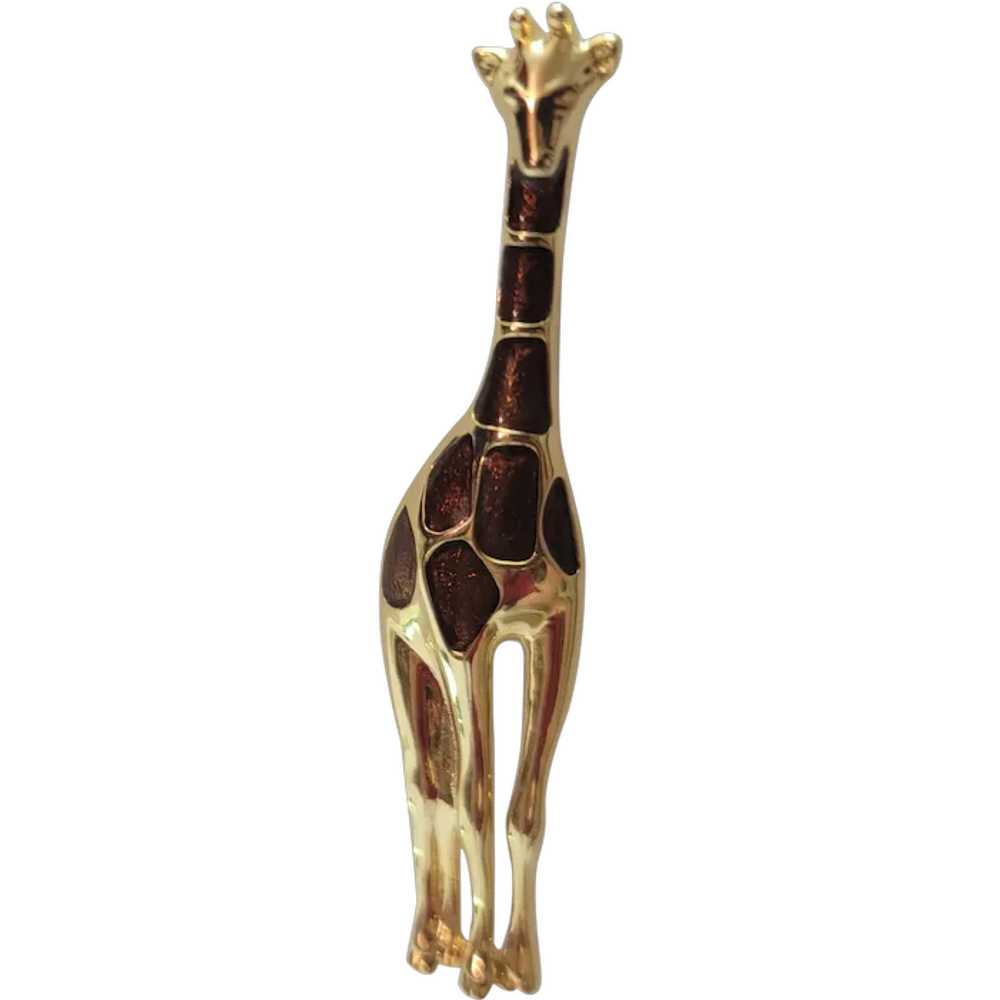 Liz Clairborne goldtone and brown enamel giraffe … - image 1