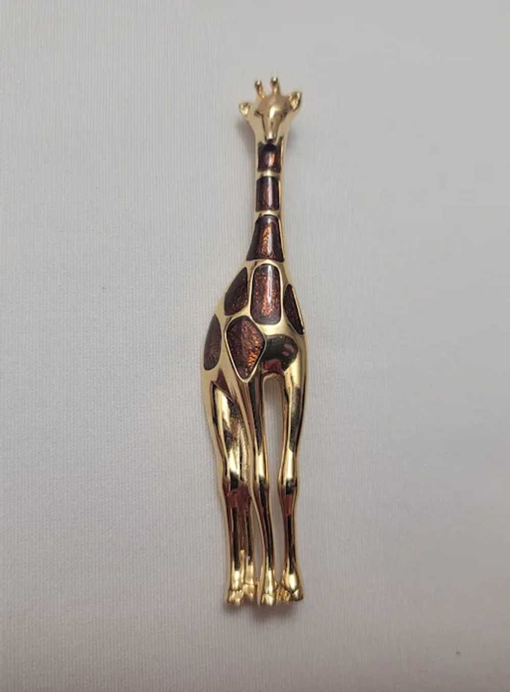 Liz Clairborne goldtone and brown enamel giraffe … - image 5