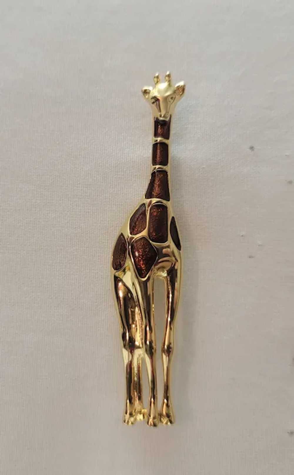 Liz Clairborne goldtone and brown enamel giraffe … - image 7