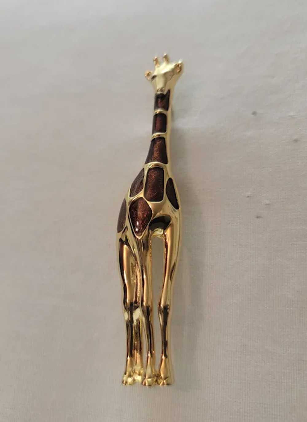 Liz Clairborne goldtone and brown enamel giraffe … - image 8