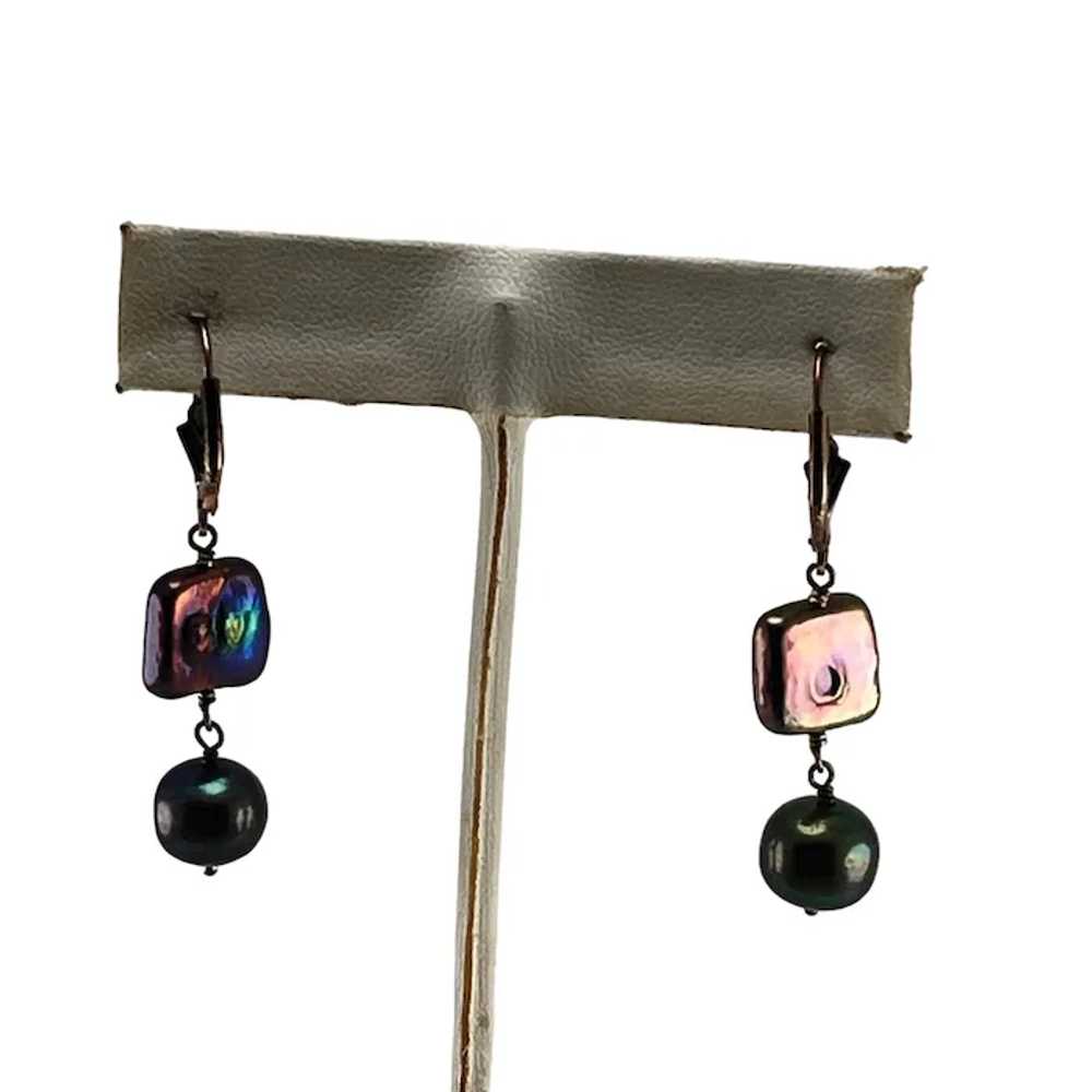 Handcrafted Sterling Iridescent Pearl Dangle Earr… - image 3