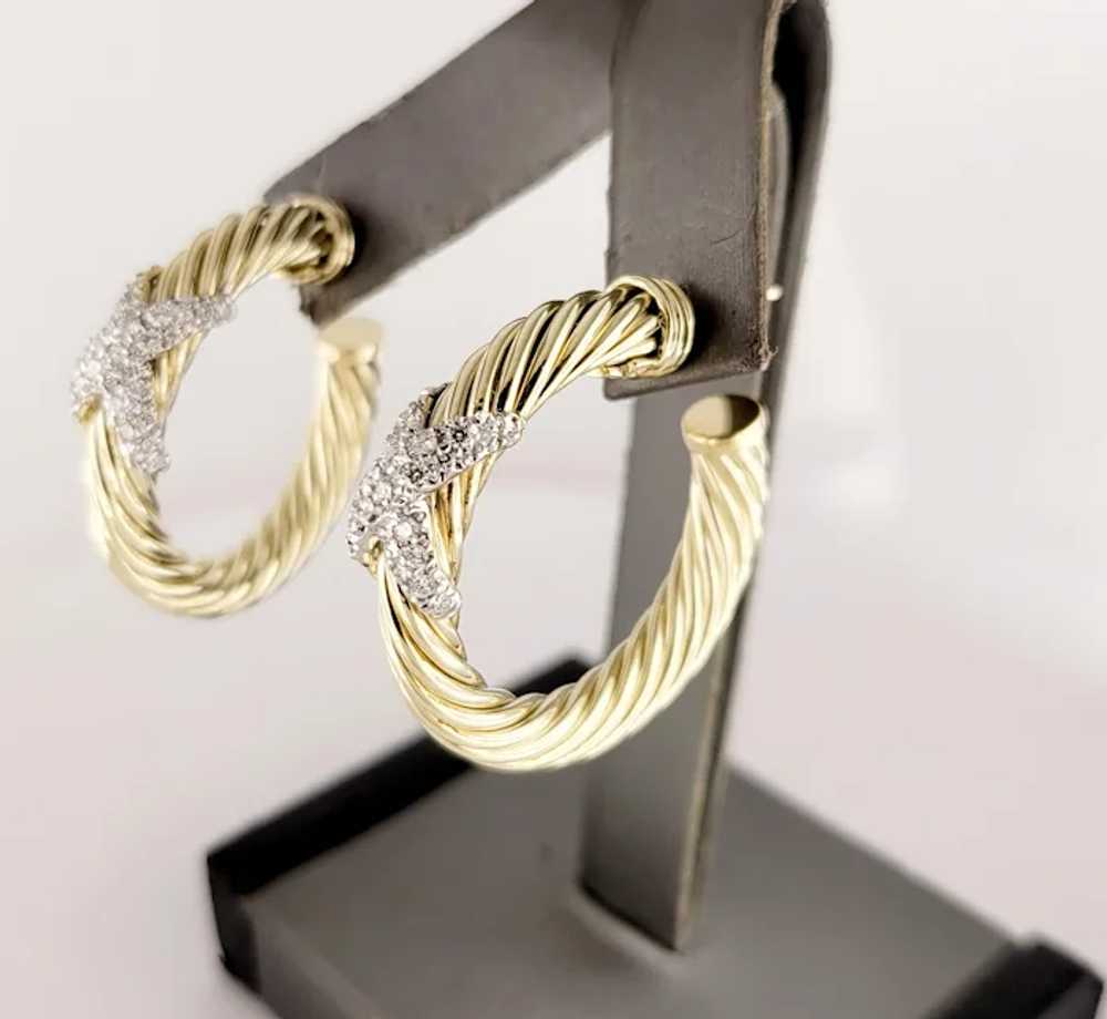 David Yurman Petite X Hoop Earrings in 14K Yellow… - image 2