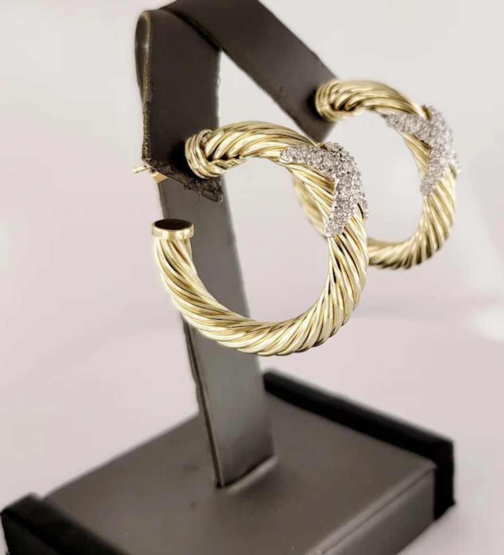 David Yurman Petite X Hoop Earrings in 14K Yellow… - image 3