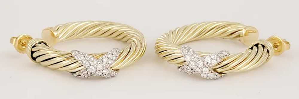 David Yurman Petite X Hoop Earrings in 14K Yellow… - image 5