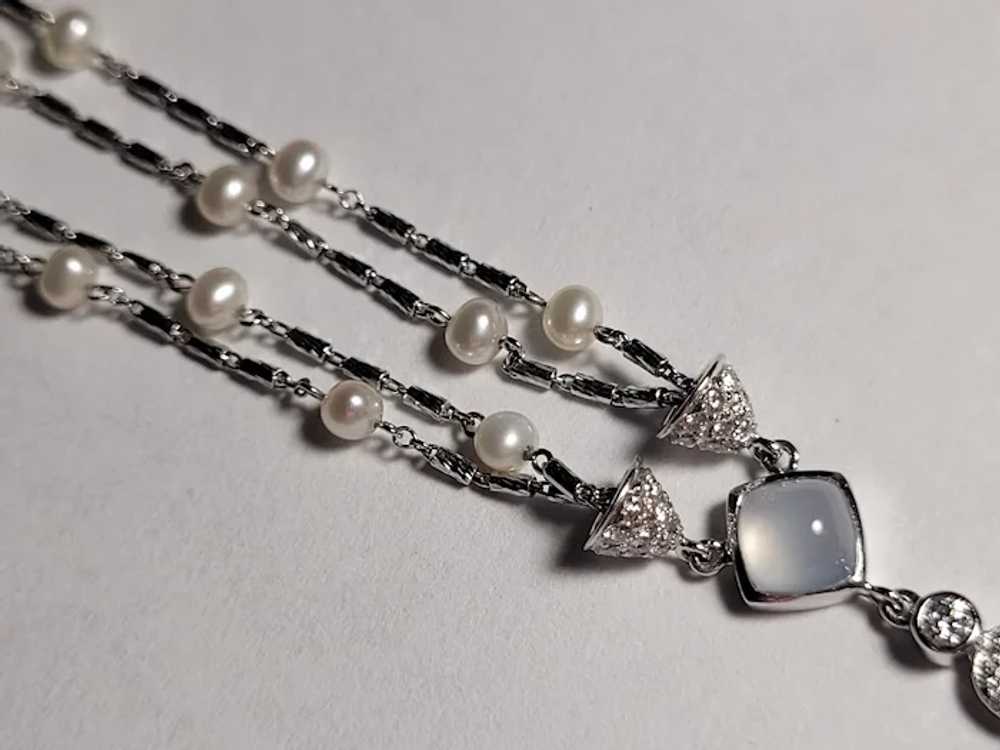 Vintage 14k White Gold Necklace with Diamonds and… - image 10