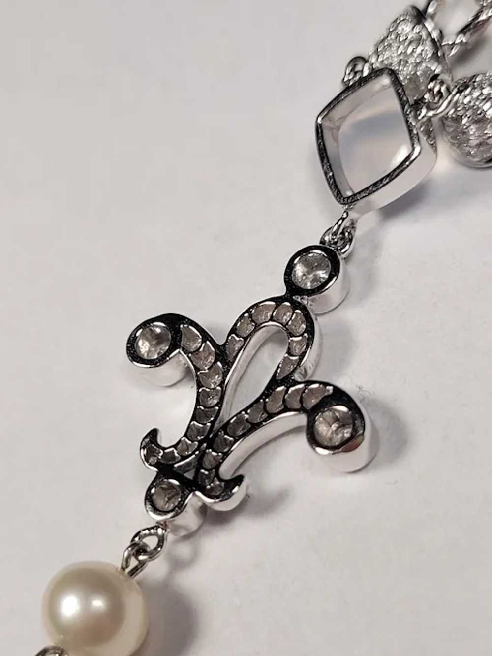 Vintage 14k White Gold Necklace with Diamonds and… - image 12