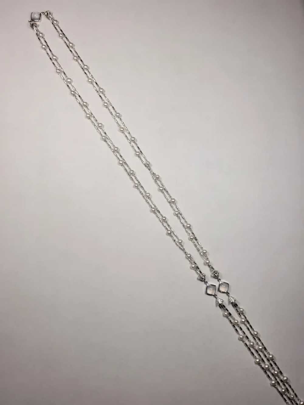 Vintage 14k White Gold Necklace with Diamonds and… - image 2