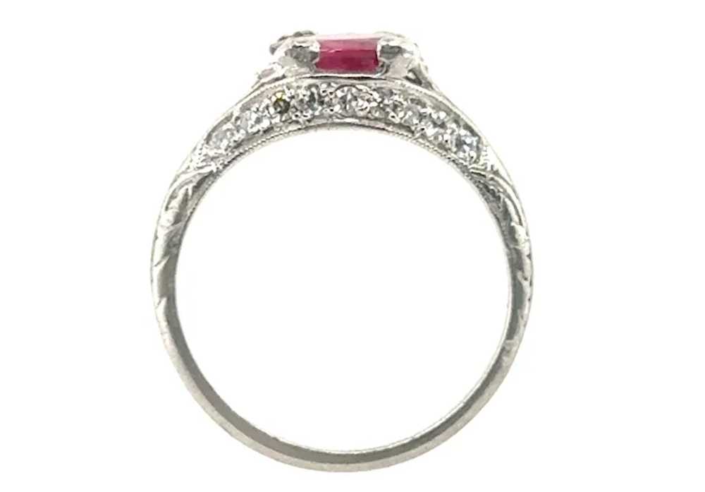 Art Deco Ruby Diamond Ring 1.10ct Platinum Antiqu… - image 2