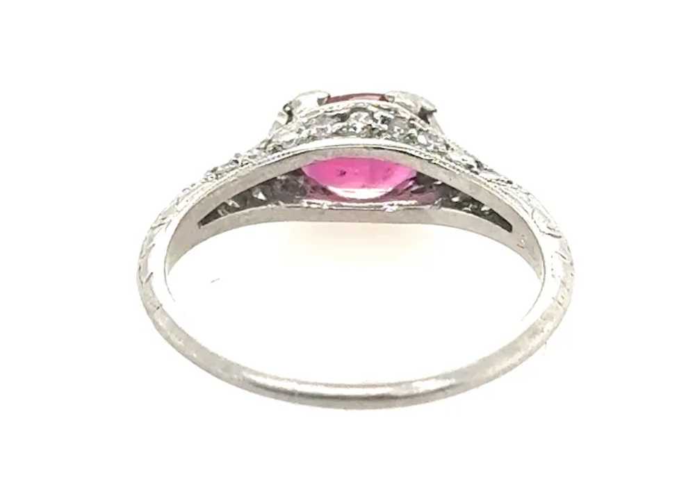 Art Deco Ruby Diamond Ring 1.10ct Platinum Antiqu… - image 5