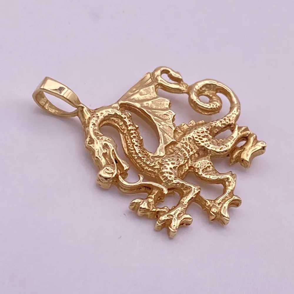 BIG Mystical Dragon Pendant 14K Gold - image 2