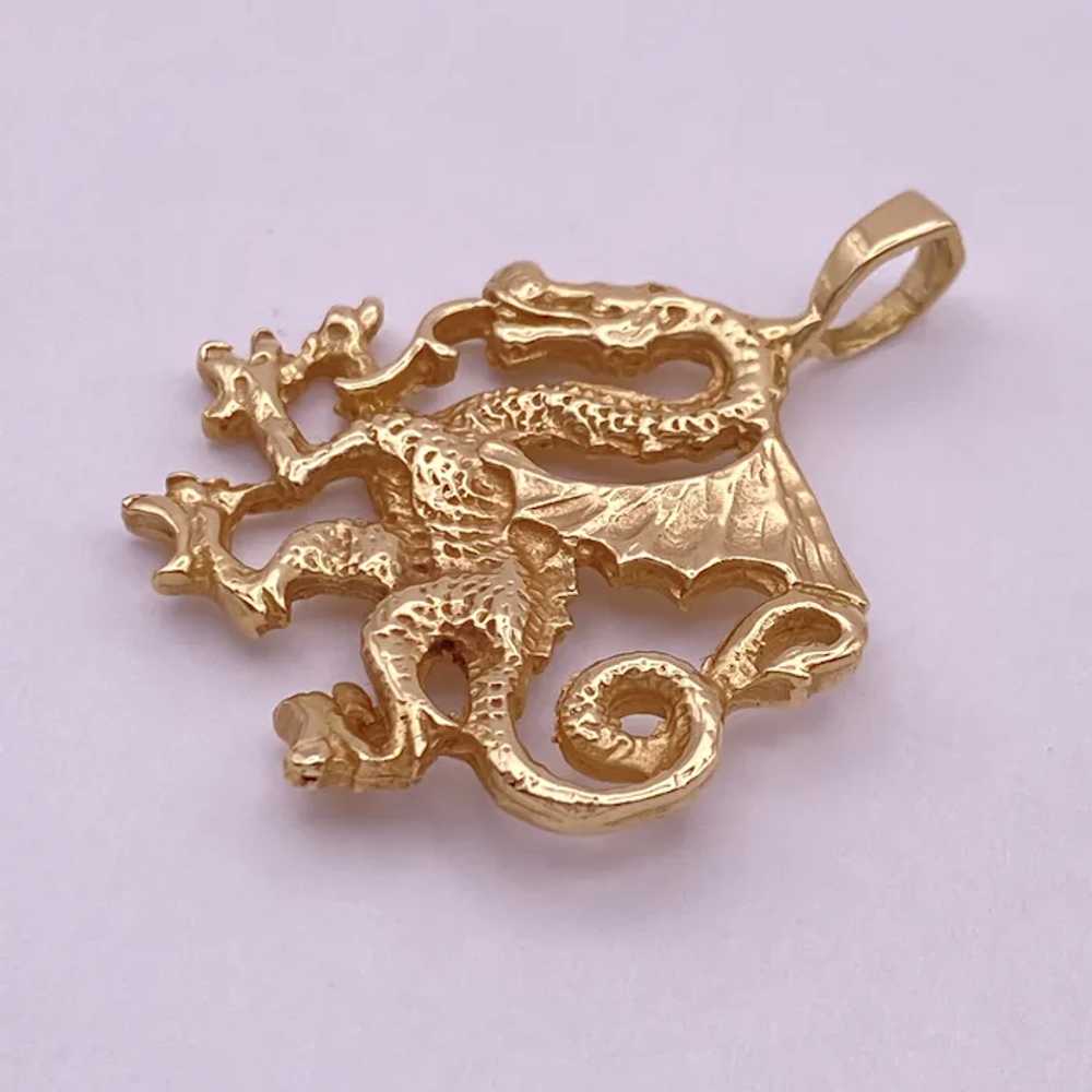 BIG Mystical Dragon Pendant 14K Gold - image 3