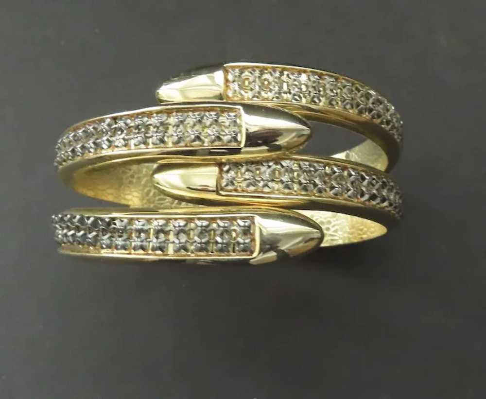 Vintage Hinged Bangle Bracelet Wrap Snake Rhinest… - image 7