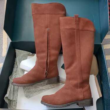 Real Suede Knee-High Brown Boots