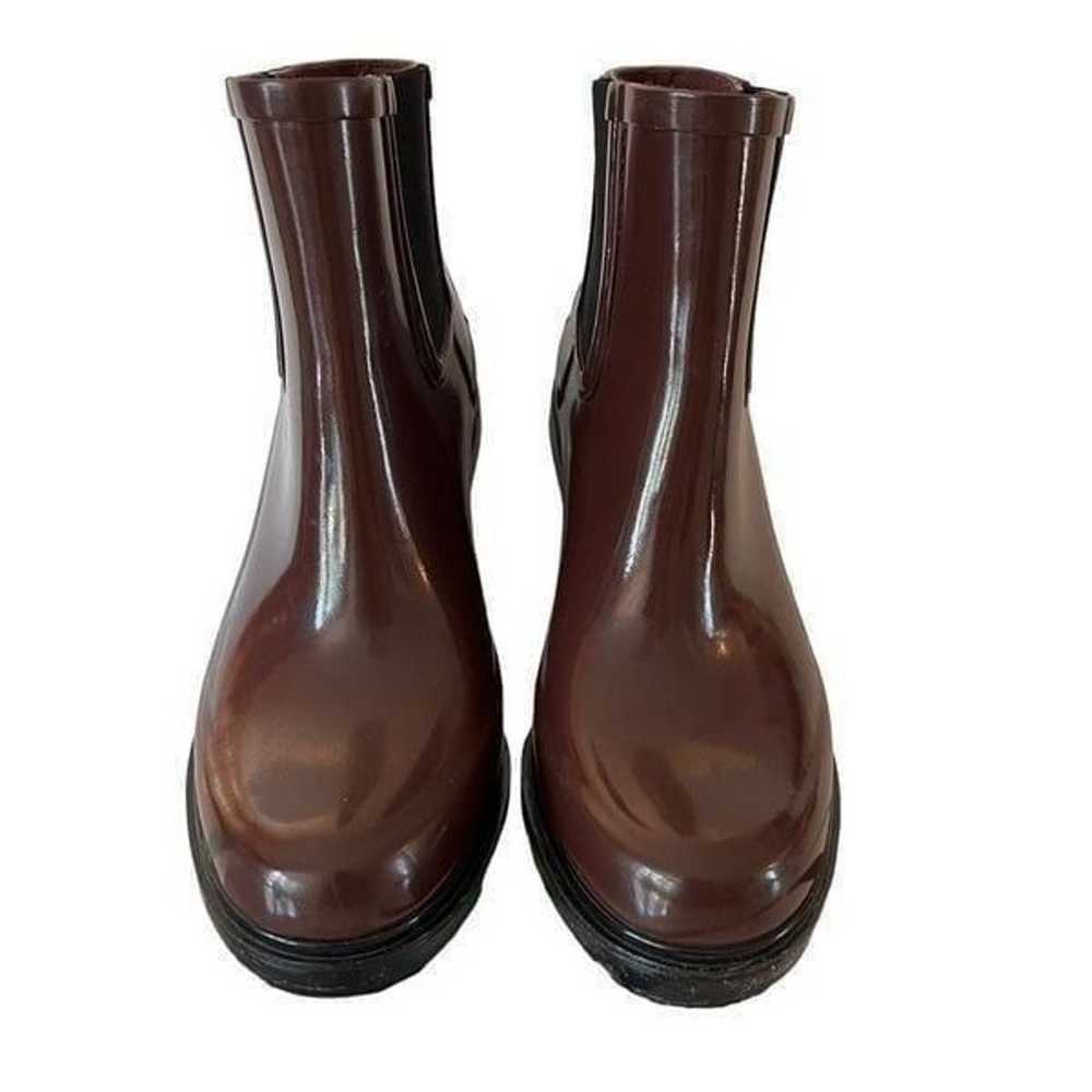 Hunter Heeled Rain Boots Burgundy Size 6 - image 4