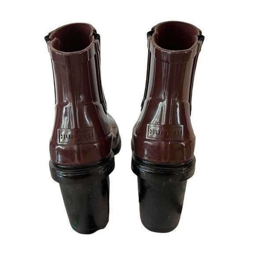 Hunter Heeled Rain Boots Burgundy Size 6 - image 5