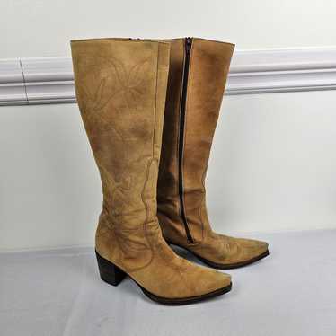 Frye Rare 70s Vintage High Rise Suede Cowboy Boot 