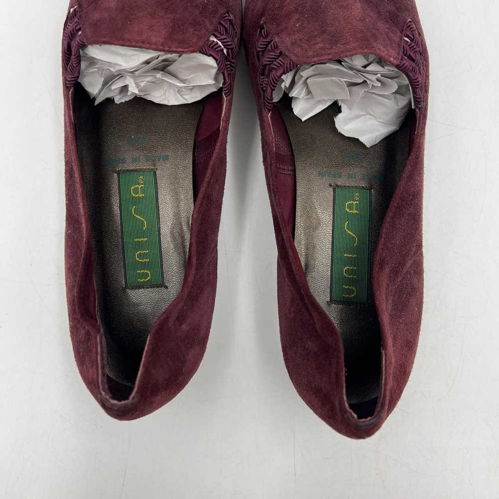 Unisa Suede Leather Flats Vintage Burgundy Red 90… - image 10