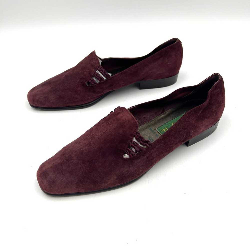 Unisa Suede Leather Flats Vintage Burgundy Red 90… - image 11