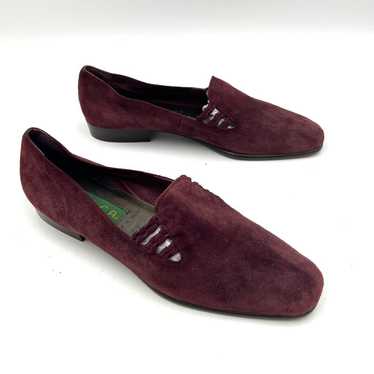 Unisa Suede Leather Flats Vintage Burgundy Red 90… - image 1