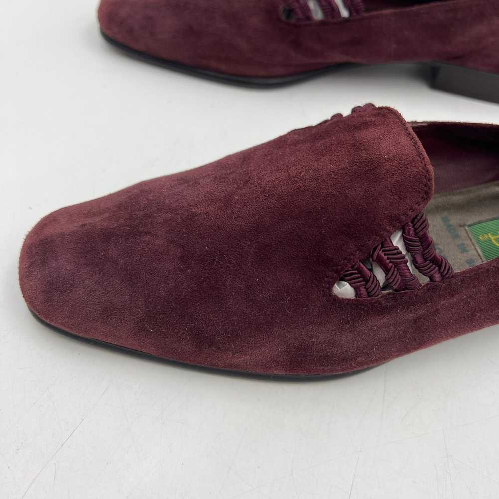 Unisa Suede Leather Flats Vintage Burgundy Red 90… - image 2