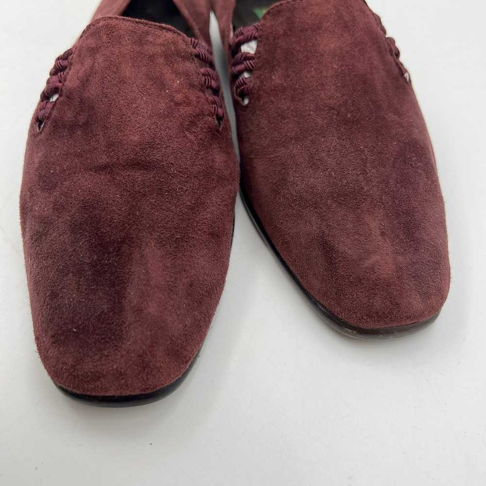 Unisa Suede Leather Flats Vintage Burgundy Red 90… - image 5