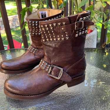 Frye 8 Veronica Short Brown Leather Boot Buckle Boho Slouch Mid deals Calf Western