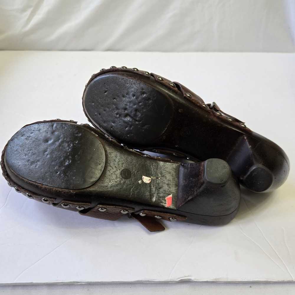 Nine West Brown Leather Clogs Size 6M Studded Buc… - image 10