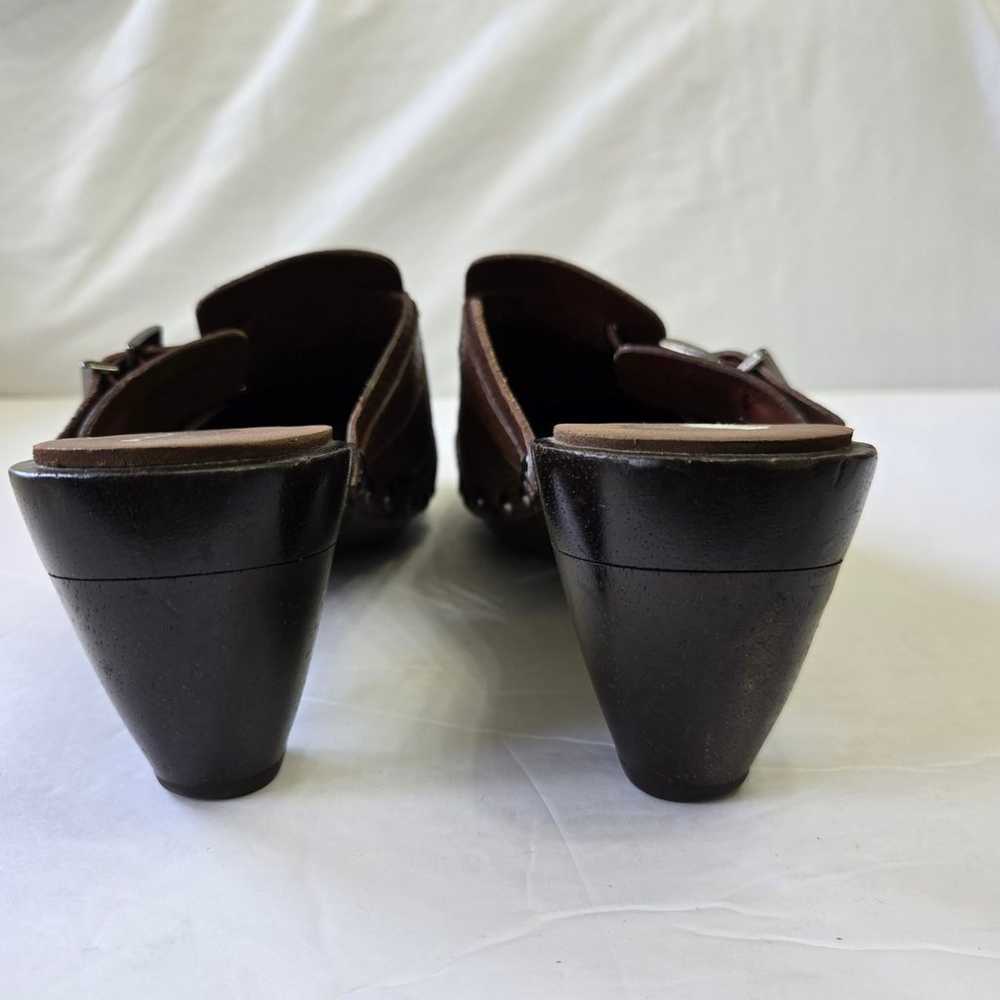 Nine West Brown Leather Clogs Size 6M Studded Buc… - image 6