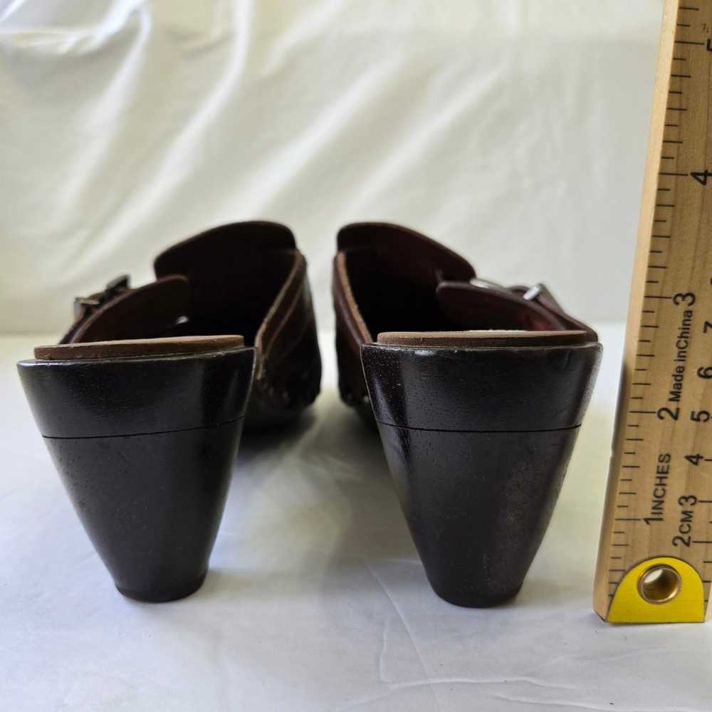 Nine West Brown Leather Clogs Size 6M Studded Buc… - image 7