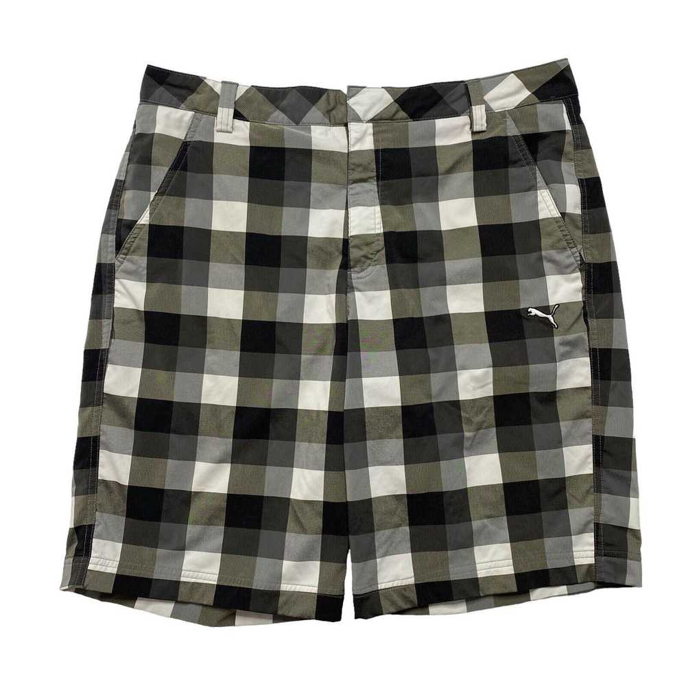 Puma PUMA Golf Black White Gray Plaid Check Tech … - image 1