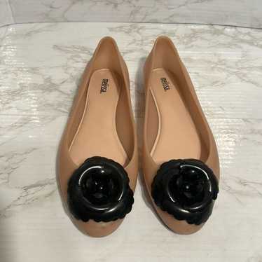 MELISSA Doll Fem Pink/Black ladies flats Size 8