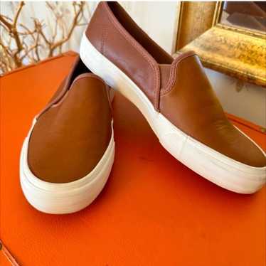 Keds Ladies Double Decker Cognac Leather  Slip-on 