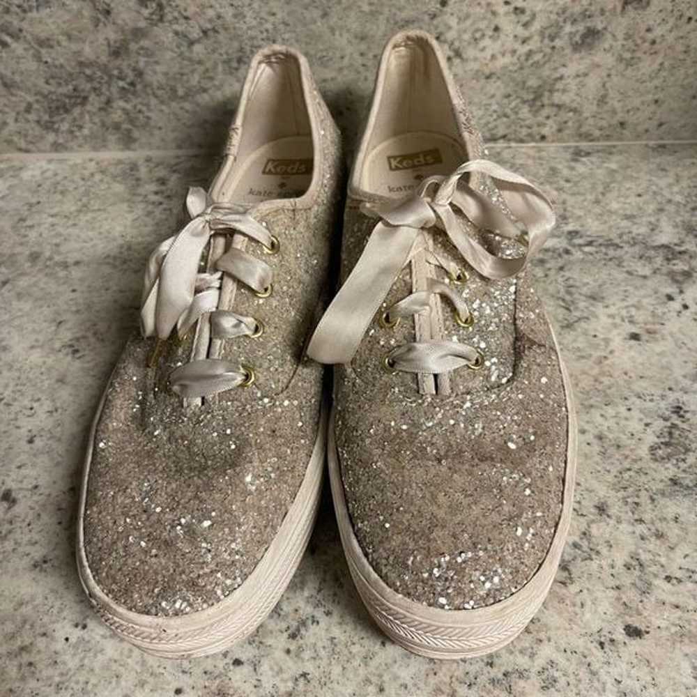 Keds x Kate Spade glitter white lace up sneakers - image 2