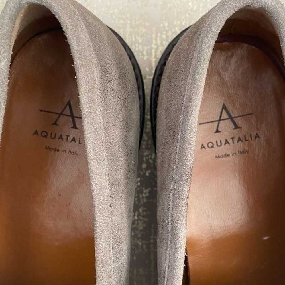 Aquatalia Metallic Tan/Grey Suede Platform Loafer… - image 7